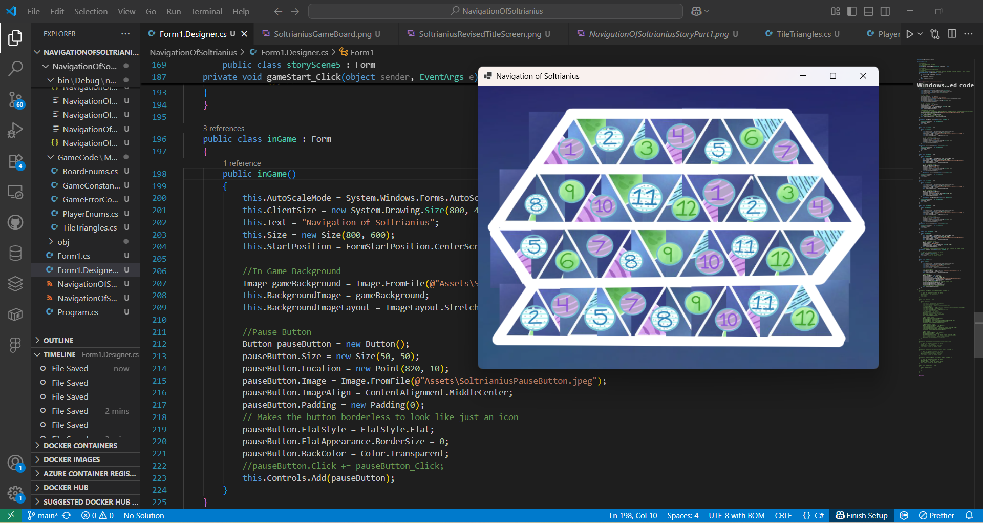 Navigation of Soltrianius Development Code Snippet 1